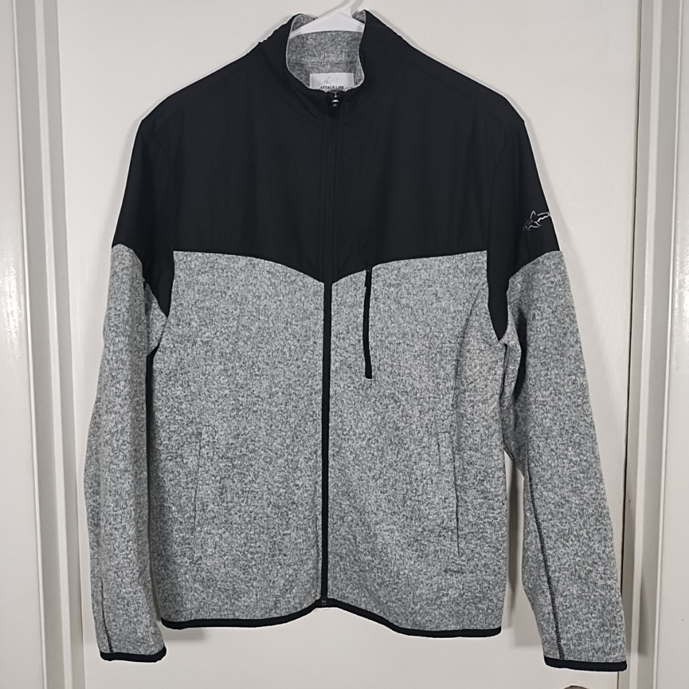 Greg Norman Attack Life Mens S Golf Jacket Full Zip Gray Knit Fleece Sweater